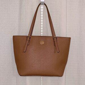 AK Camel Brown Faux Leather Tote Purse Bag